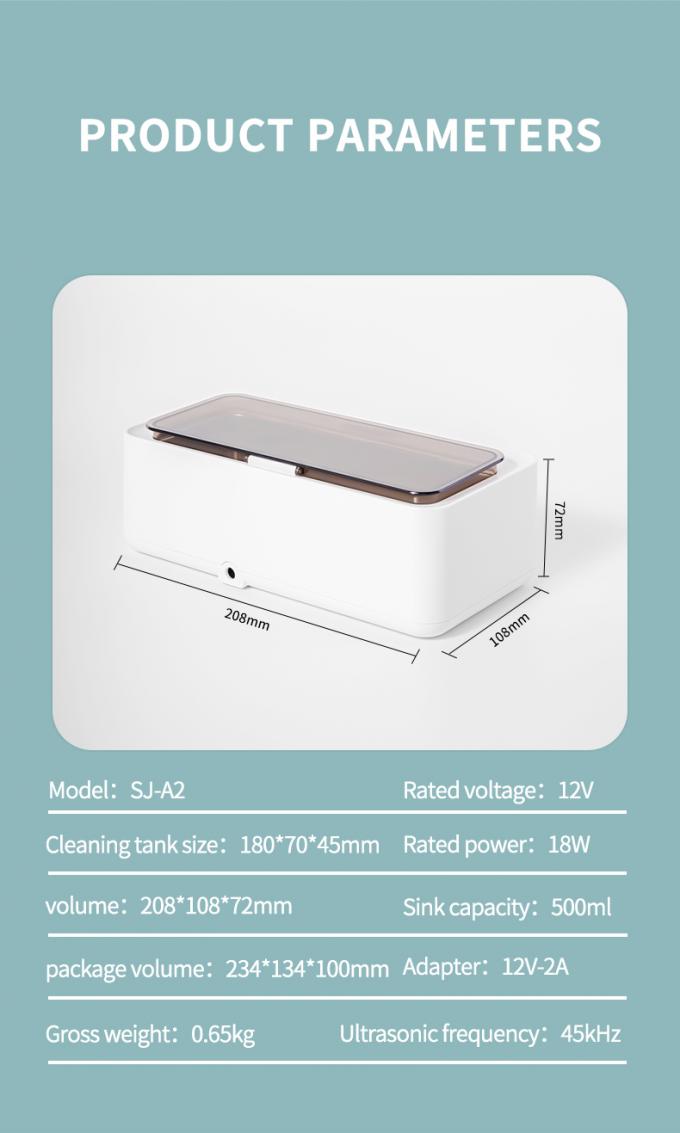 Mini lavadora por ultrasonidos 450 ml limpiadora de gafas portátil por ultrasonidos 3