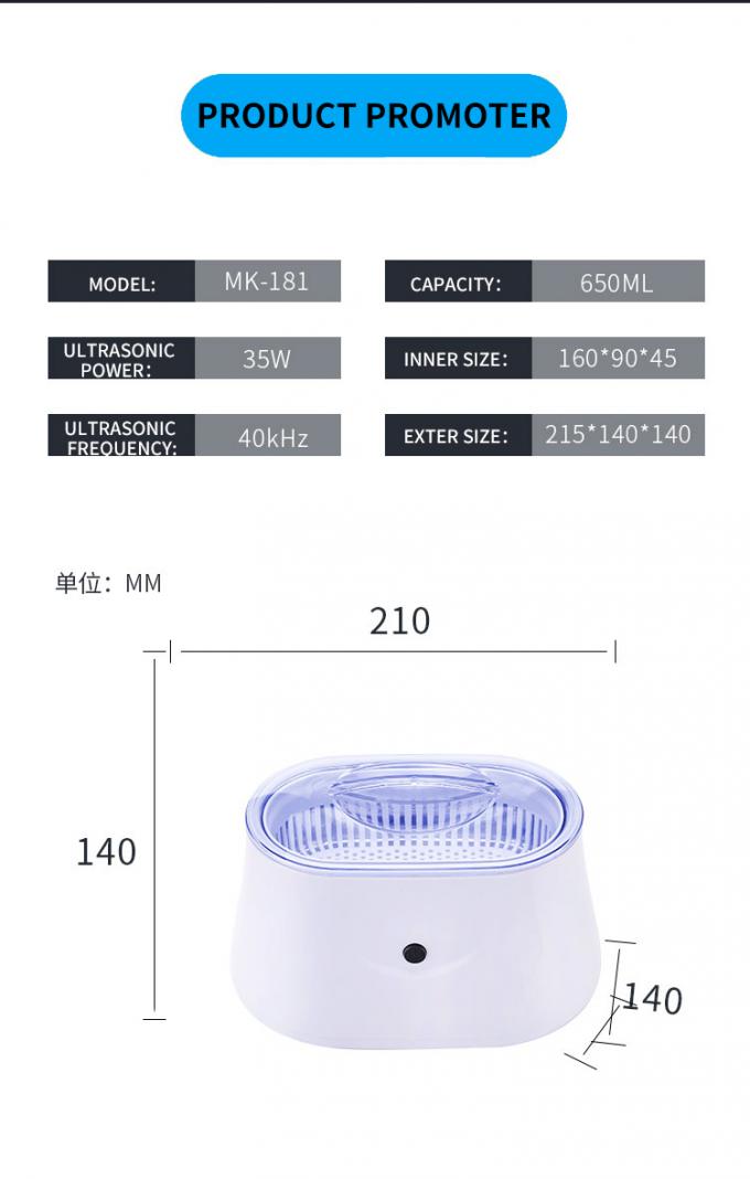 Limpiador dental eléctrico de ultrasonido 650 ml Con frecuencia de 40khz 5